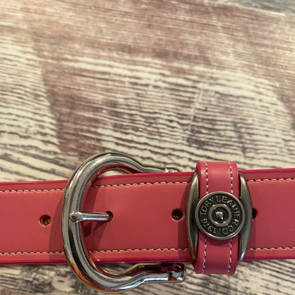 Tory Leather‎ Pink Belt with Silver Buckle Breast Cancer Awareness Size 26